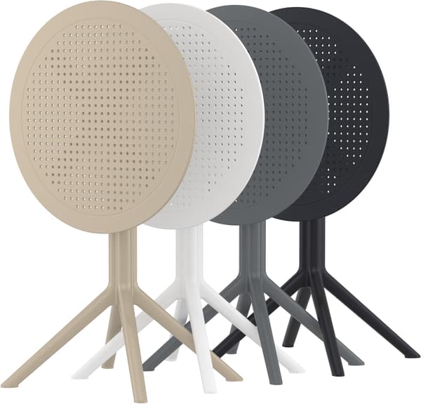Rund vikbord taupe - vikbar bord - uv -resistent och väder -resistent