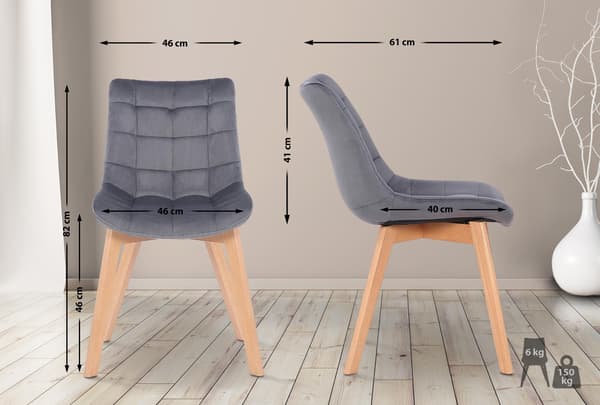 Uppsättning av 2 sammet matstolar - matstolar - bekväm sittande position