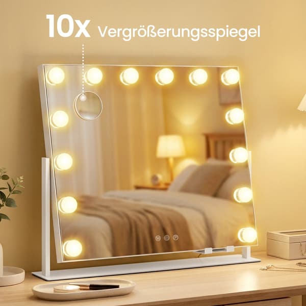 Sminkspegel med LED-belysning och touchkontroll | Vit | 55x10x45 cm