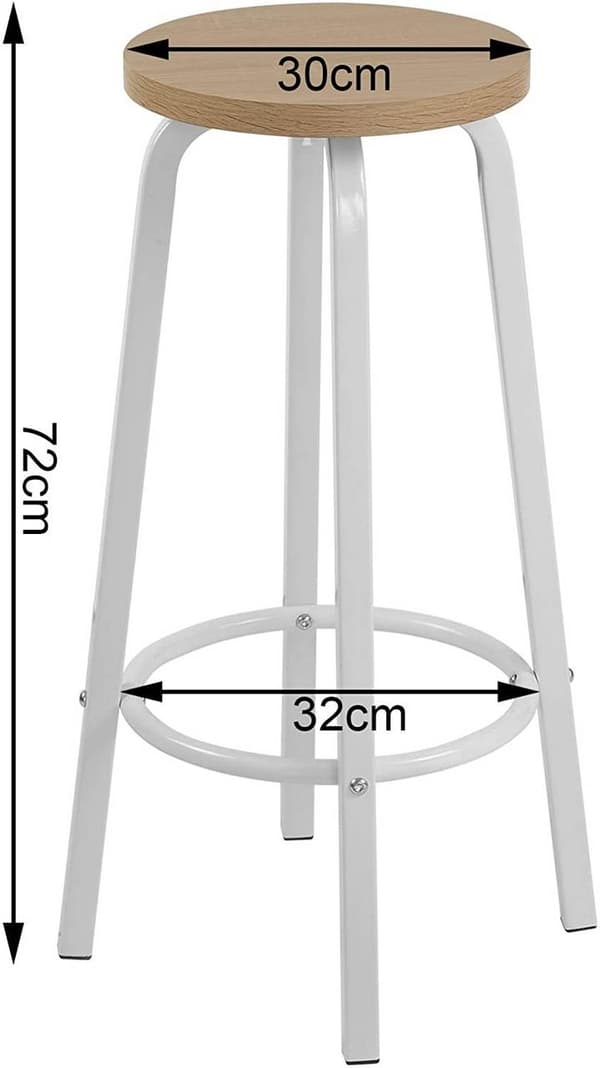 4-delad barstolsset med rund sits | Ljus ek | 30x30x71 cm