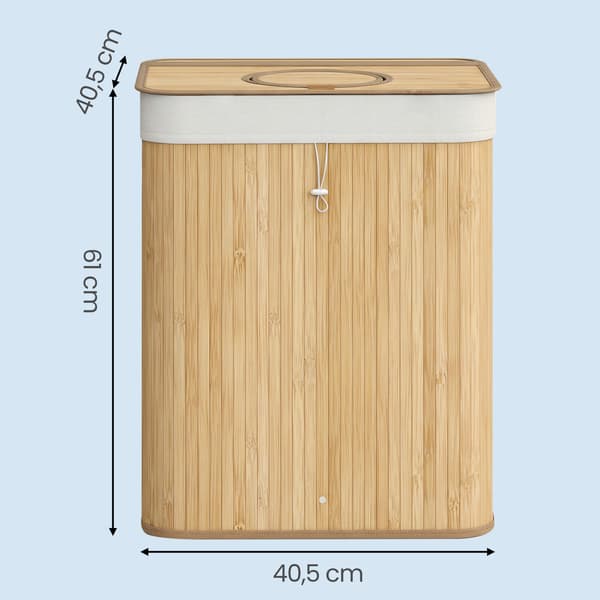 Pantflasksamlare 95 L av bambu | Beige | 40,5x40,5x61 cm