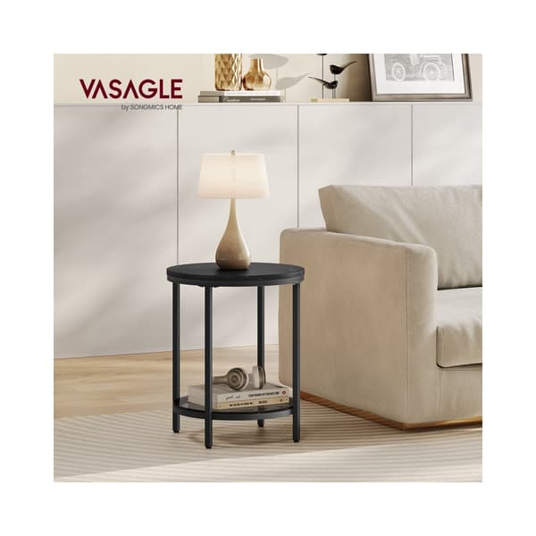 Sidobord 2 plan vit marmorlook | Marmor svart-bläck svart | 45x45x55 cm