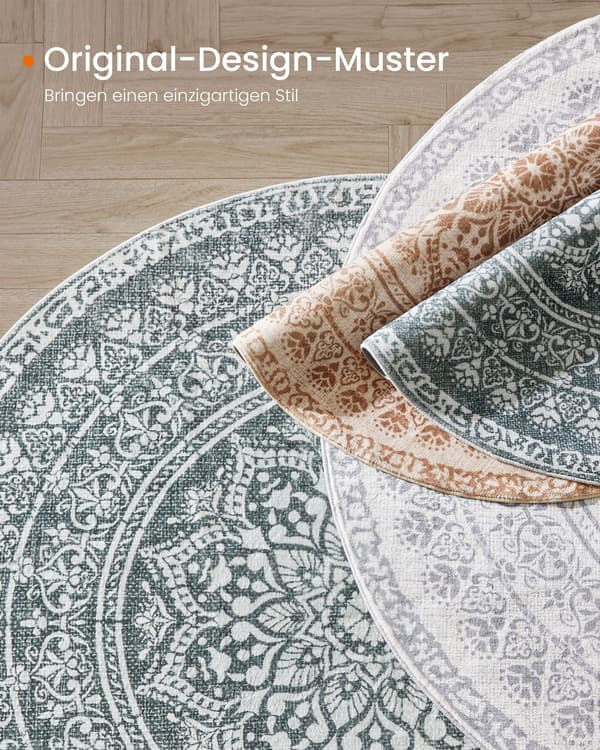 Rund matta boho antracit polyesterfilt TPR 160 cm lättvikt 2,8 kg