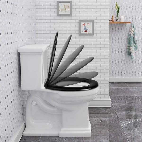 Oval toalettsits med soft close-funktion | Svart