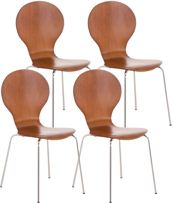4x Ergonomic Stacking Chair - Besökstol - Space -Saving Design | Färg: Brun