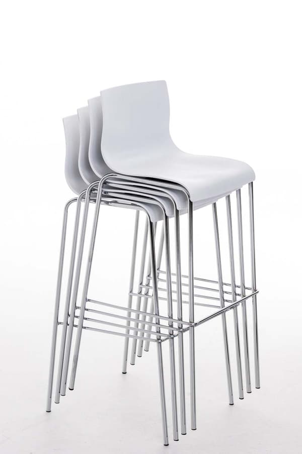 Modern Barstol - Chic Design - Bekväm ergonomisk sätesfärg: Vit | Basfärg: krom