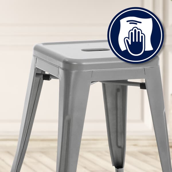 Modern stapelbar pall - Barstol - Space -Saving Design | Färg: Silver