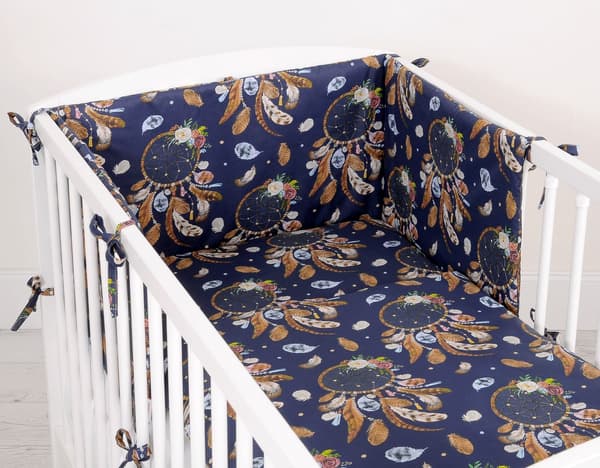 2-stycks babybäddslinne set-cradle set-100% bomull, hudvänlig, 135x100 cm, mörkblå