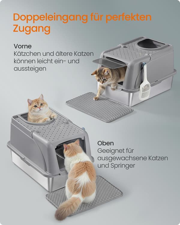 Kattsandlåda - katttoalett - kattsandsmatta - robust - 61 x 41 x 36,5 cm