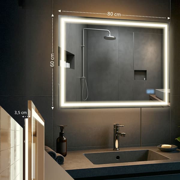LED -badrumsspegel - väggspegel - Bluetooth -högtalare, klargörande LED -belysning