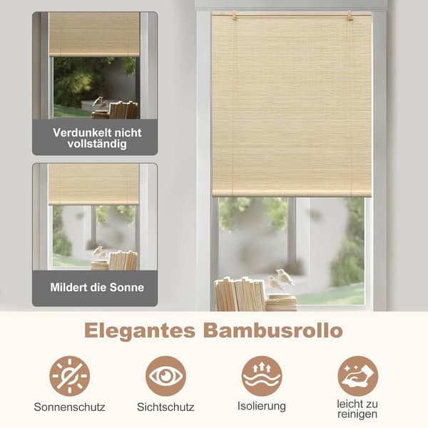 Bambu rullgardin med sidomanövrering | Naturen | 80x160 cm