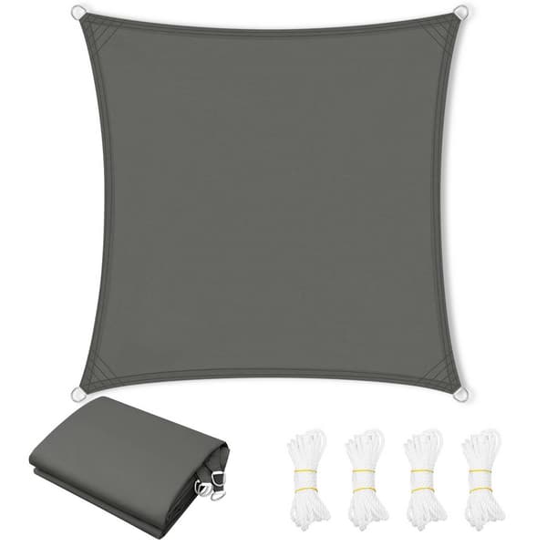 Polyester solskyddspresenning med UV-skydd | Mörkgrå | 3x3 m