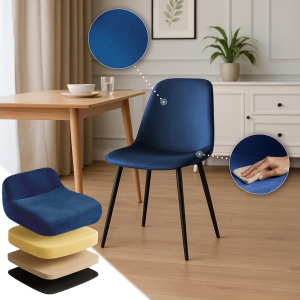 Mörkblå sammet matsalstol - Kökstol - Hög sittplatskomfort, robust ram