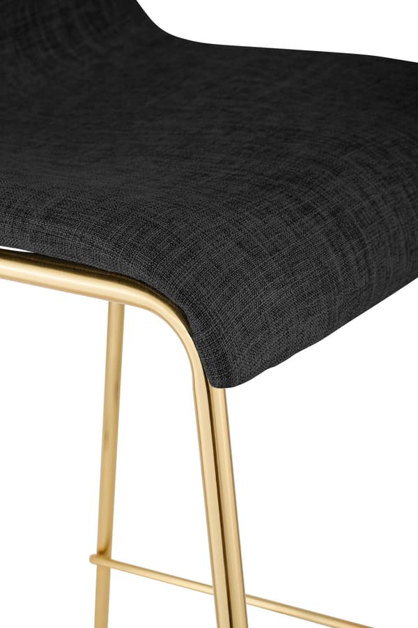 Barstolar Hover 2 stycken - Tyg, Guld Bas | Färg: Mörkgrå | Mått: 43x48x100 cm