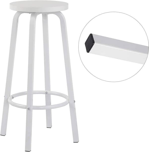 4-delad barstolsset med rund sits | Vit | 30x30x71 cm