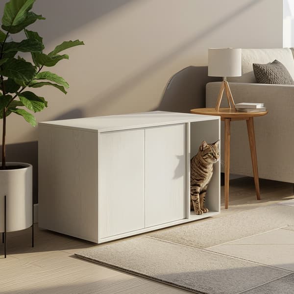 Kattsandsmöbler med verktygsfri montering | Vit | 80,5x50,5x53,5 cm