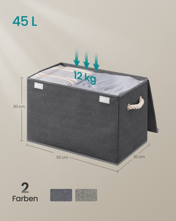 Förvaringsboxar med lock 3-delat set | Skiffergrå | 50x30x30 cm