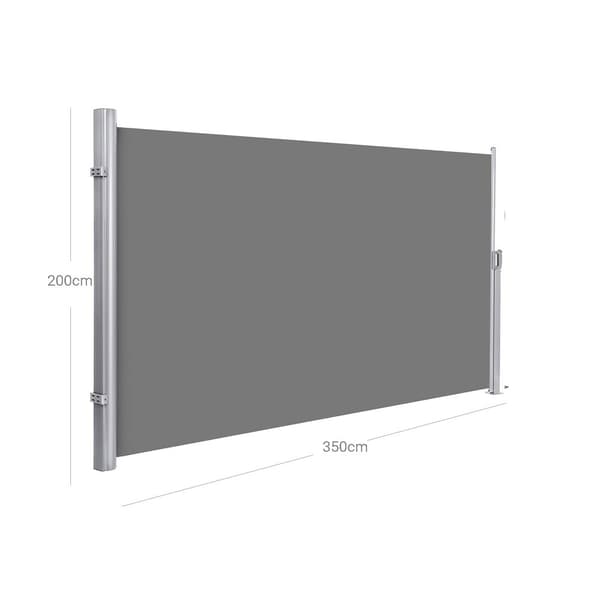 Utdragbar sidomarkis, roll-up, vattentät, grå - 2 x 3,5 m