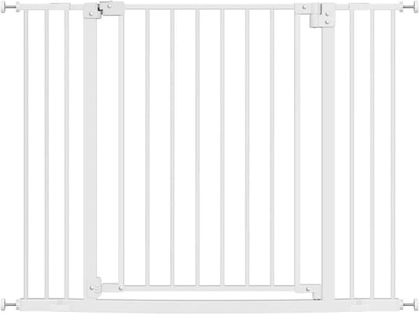 Trappgrind med förlängning, stängs automatiskt | Vit | 75-107x2,5x76 cm