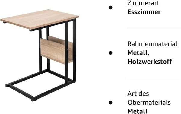 Sidobord med sidoficka och laptopbord | 55x36x59,5 cm