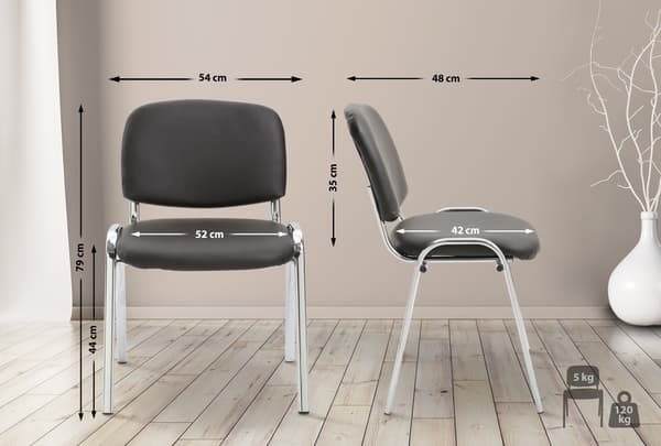 Stackstol - Konferensstol - Artificial Leather & Stable Metal - Space -sparande stapelbar | Färg: Brun