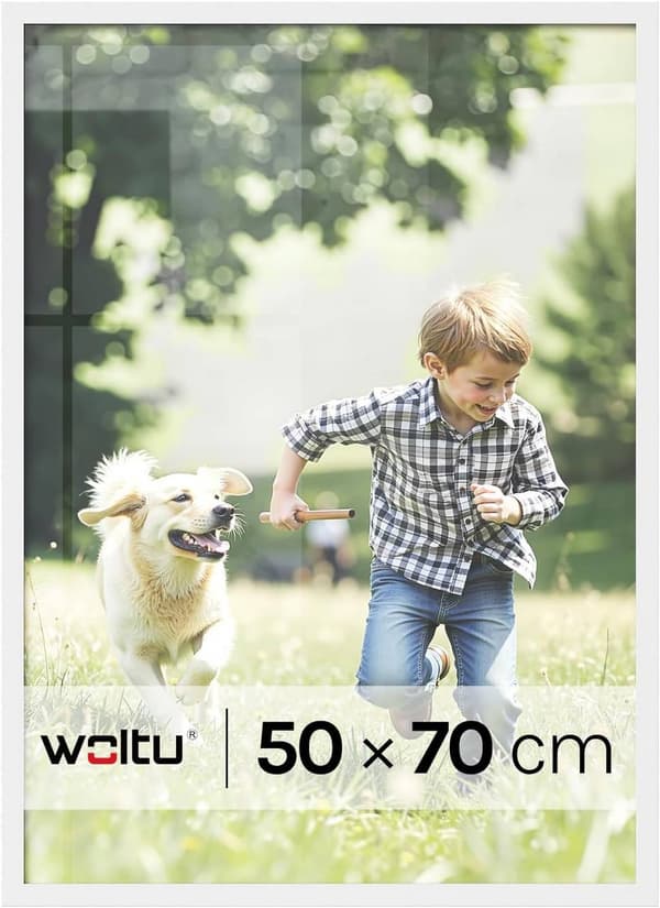Fotoram i trä med passepartout | Vit | 50x70 cm