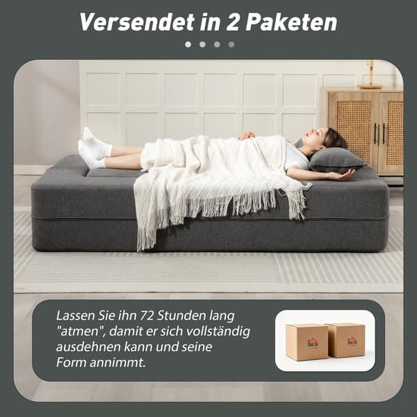 2-sits bäddsoffa med breda armstöd | Färg: Grå | Mått: 203x95x75 cm