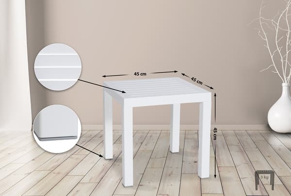Sidobord - Elegant - Väder -resistent - Material av hög kvalitet Färg: Vit