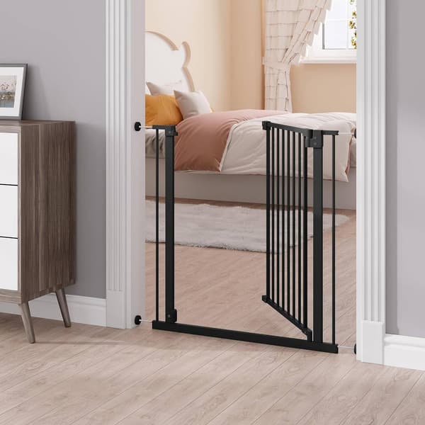 Trapp och dörrgrind 75-87 cm | Svart | 75-87x2,5x76 cm