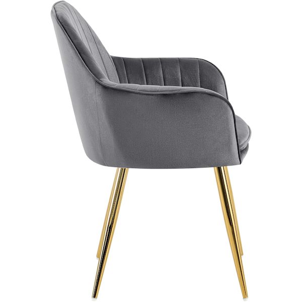Sammet matsalstol mörkgrå - lyxkomfort - ergonomisk dynamisk ramdesign