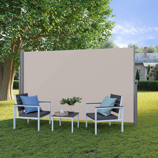 Sidomarkis, insynsskydd, utdragbar, aluminium/polyester, taupe/beige/grå