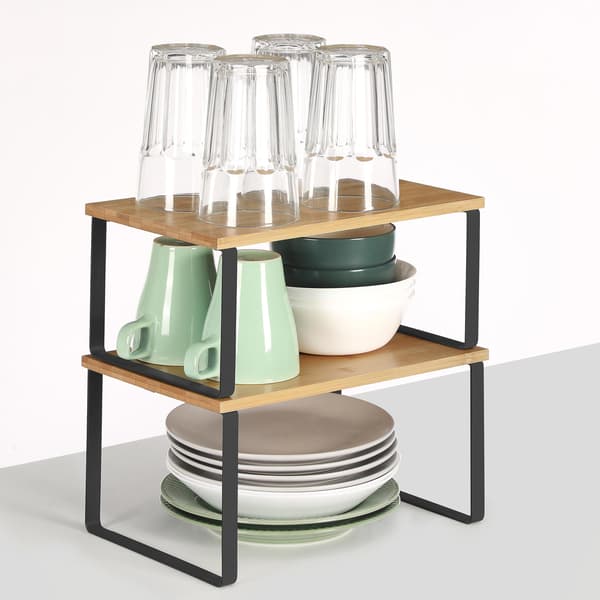 2-delat kryddställ set - bambu och metall - 29,7 x 19,5 x 15,5 cm