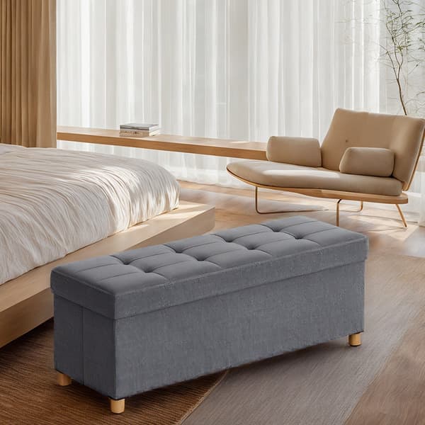 Hopfällbar soffa med förvaringsutrymme - Grå - 38 x 110 x 40 cm