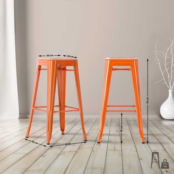 Uppsättning av 4 barstolar - Metallstolar - Stackbar och lätt att underhålla design