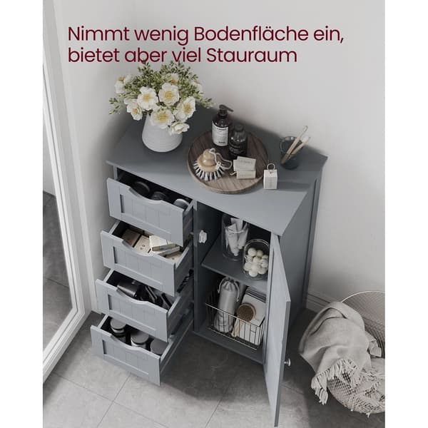 Badrumsskåp med 4 lådor - MDF - grå - 30 x 55 x 82 cm