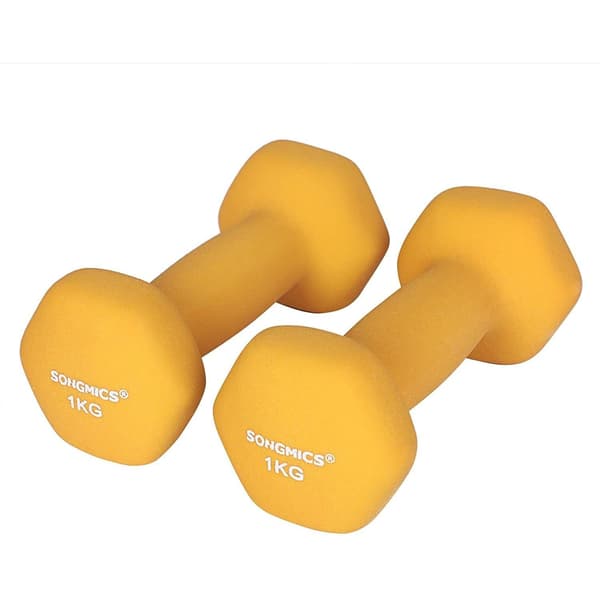Hantelset 2 x 1 kg - gula hantlar - vikter - 2 st