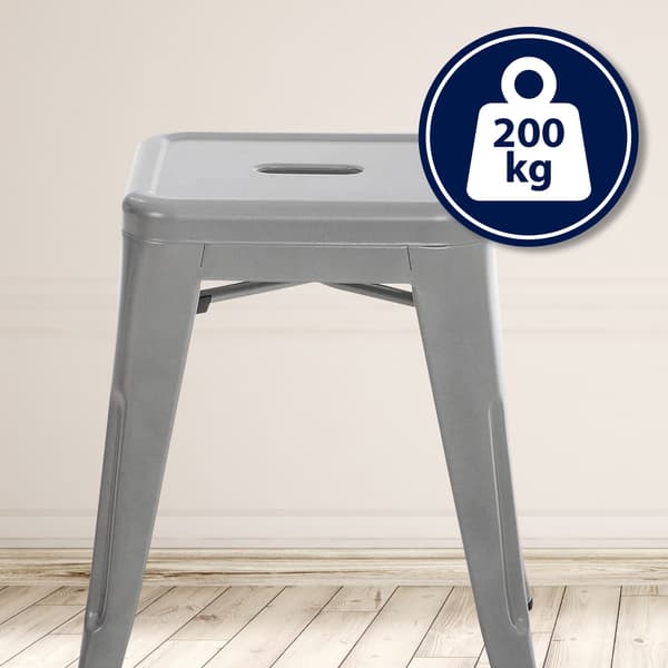 Modern stapelbar pall - Barstol - Space -Saving Design | Färg: Silver