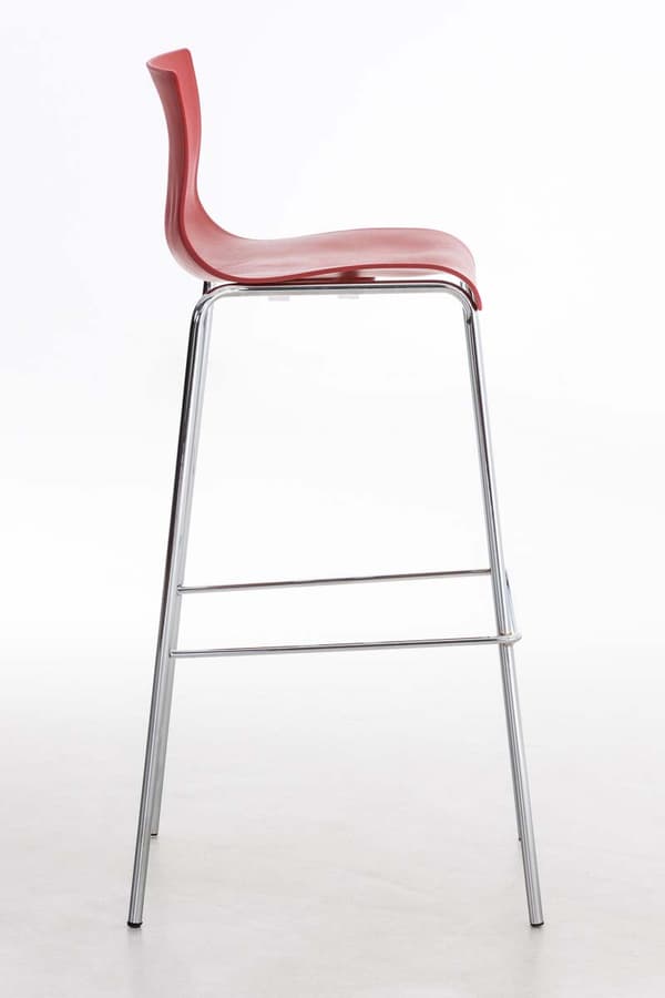 Modern Barstol - Chic Design - Bekväm ergonomisk sätesfärg: Röd | Basfärg: krom