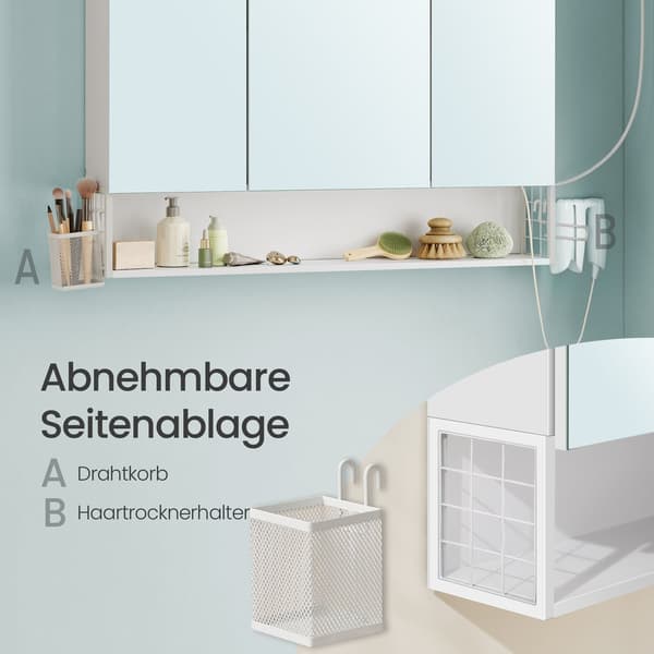 Badrumsspegelskåp med LED-belysning | Vit | 90,1x16,6x75,1 cm