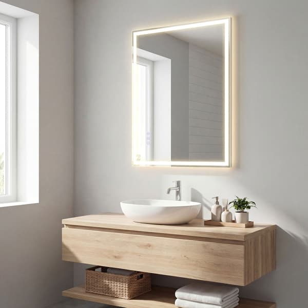 Badrumsspegel med LED-belysning | Vit | 80,7x60,7 cm