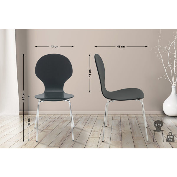 2x Stackbara besökarstolar - Ergonomisk säte - Space -Saving Design | Färg: Svart