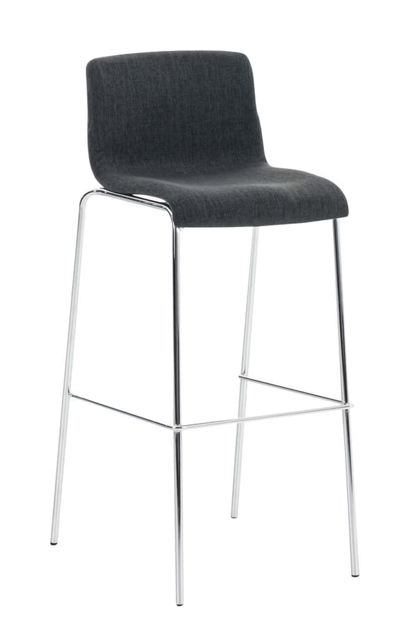 Barstol Modern stil - Pall - Stackbar, ergonomisk komfort | Färg: mörkgrå basfärg: krom