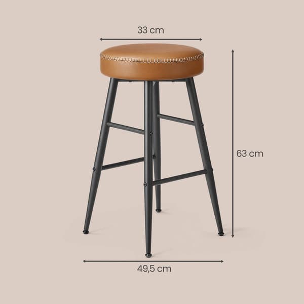 Set med 2 barstolar för bar och kök | Brun | 49,5x49,5x63 cm