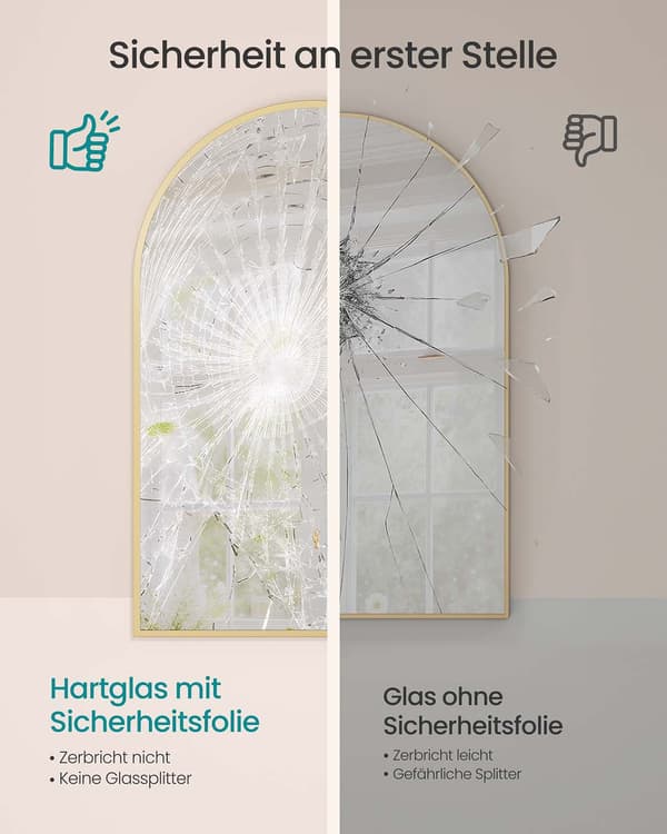 Svängd väggspegel aluminiumram guld 91 x 61 cm