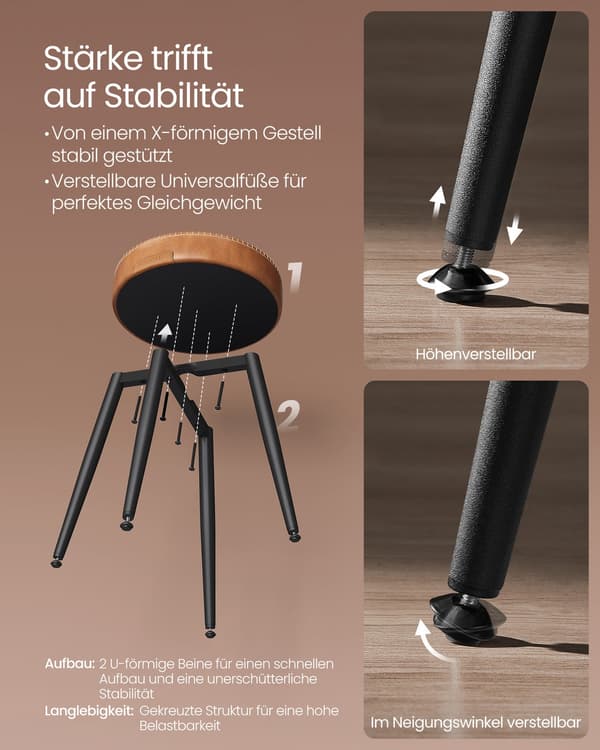 Set med 2 matsalsstolar | Karamellbrun | 48x48x48,2 cm