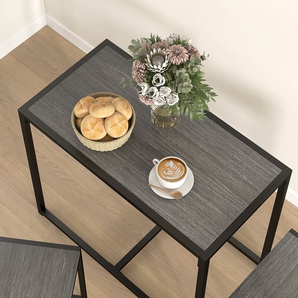 3-delat barbordsset med 2 stolar | Färg: Grå | Mått: 90x47x76 cm