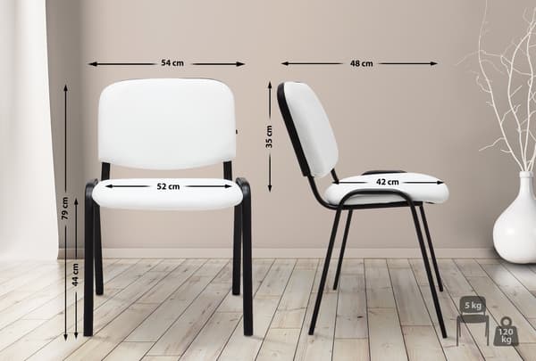 Stackstol Artificial Leather - Mötesstol - Bekväm sittkomfort, stapelbar | Färg: Vit