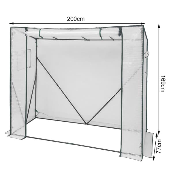 Folieväxthus med rulldörr | Vit | 200x77x146/169 cm