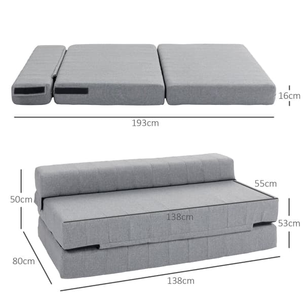 Golvsoffa - 2-sits bäddsoffa | Färg: Grå | Mått: 138x80x50 cm