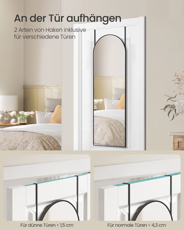 Kroppsspegel 120 x 40 cm - Böjd - Bläcksvart - Härdat glas